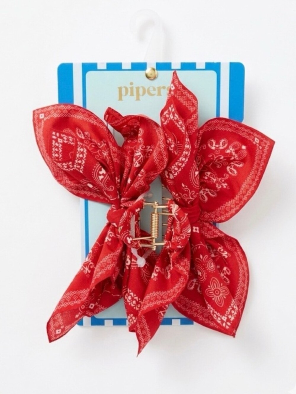 ❤️▪️Piper K ▪️Red Bandana Bow Hair Claw Clip